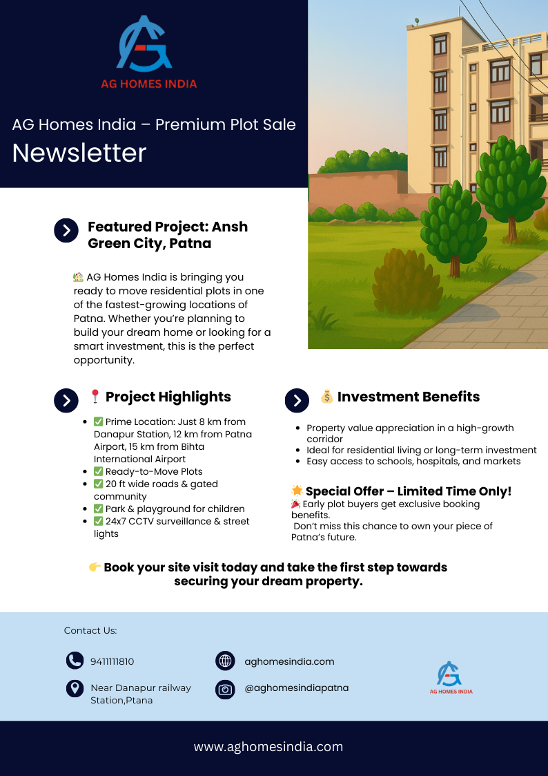 AG Homes India Launches Premium Plot Sale at Ansh Green City, Patna